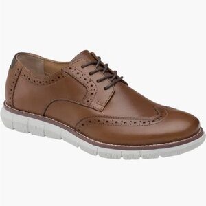 Johnston & Murphy-{Size Big Kids 2}-Tan Full Grain, Kids' Holden Wingtip Shoe